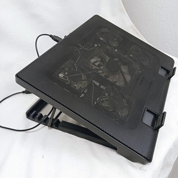 Laptop Cooling FAN Stand 14.5" ADJUSTABLE Chill Mat Stand USB Plug 5 FANS QUIET